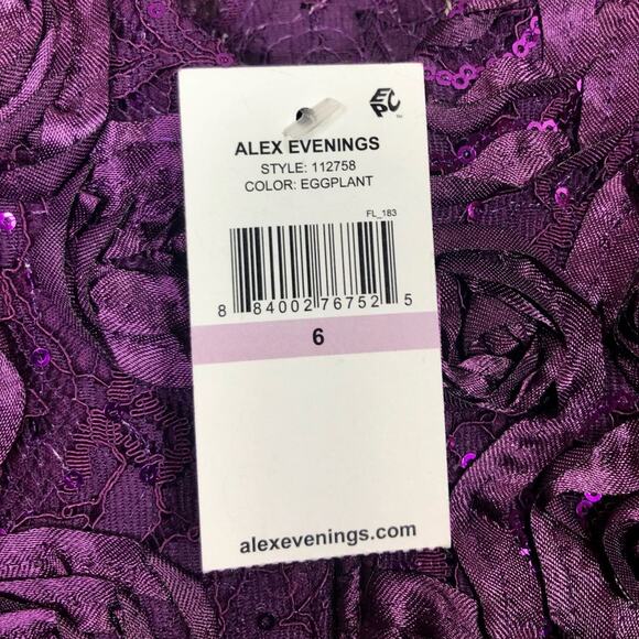 NWT Alex Evenings Rosette Shift Dress in Eggplant Size 6 - Picture 8 of 9